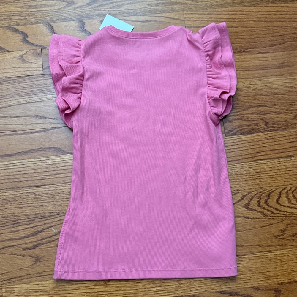 Crewcuts Pink Ribbed Knit Top with Subtle Ruffle Detail - Picture 4 of 4